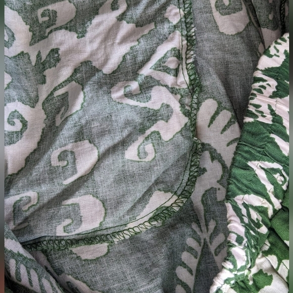 Haute Hippie Green and Beige Palozzo Linen Blend Wide Leg Pants Sz 1X - Picture 6 of 11